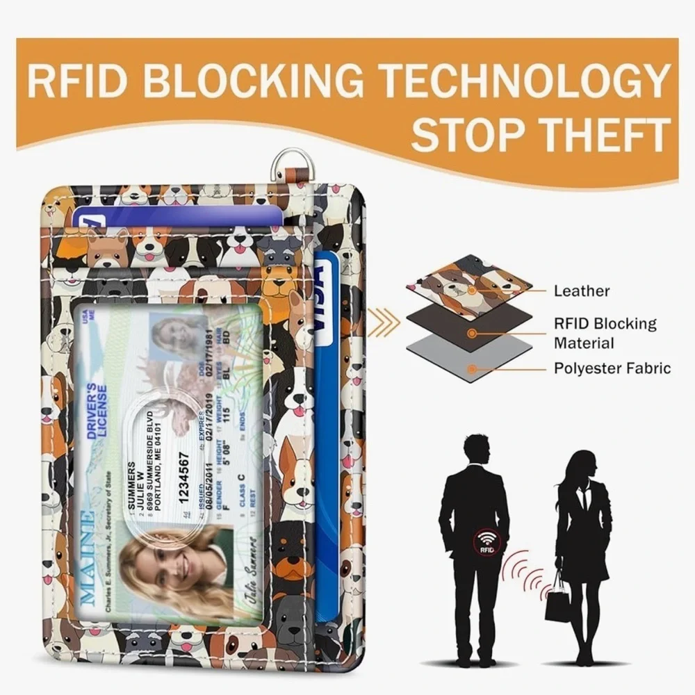 Credit Card Holder Slim Wallet, Puppy Dog RFID Wallet Women's (new)